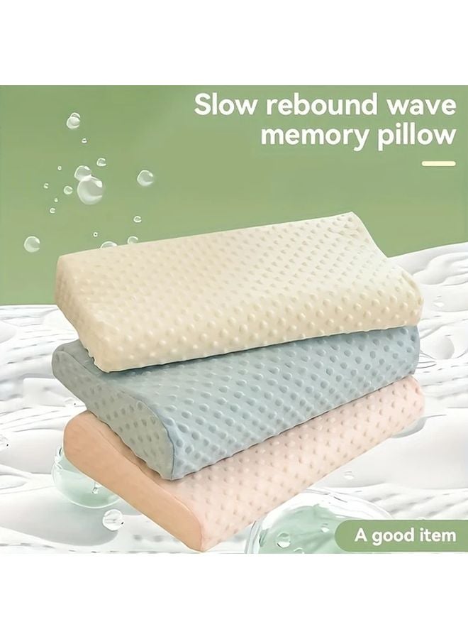 Rose Color Traction Wave Pillow Memory Foam Medium Firmness Ergonomic Support Machine Washable - Image 1